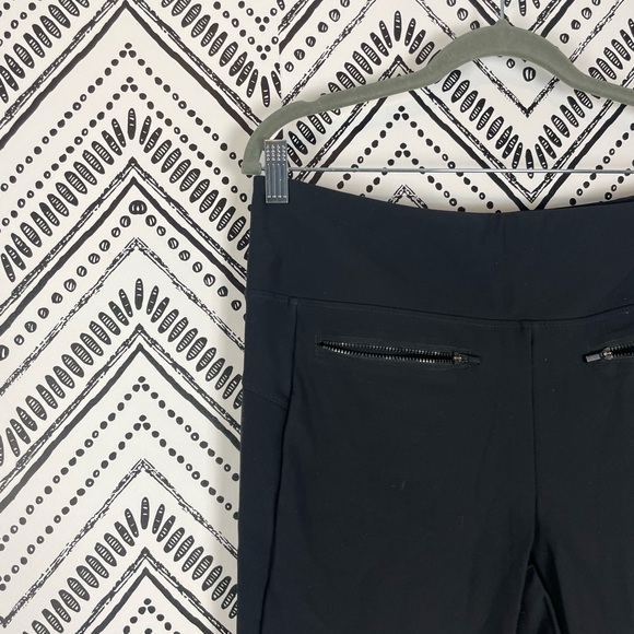 Women Athleta Black Stretch Slip on Smooth Ponte Stellar Trouser Pants Sz L Tall - Picture 2 of 10